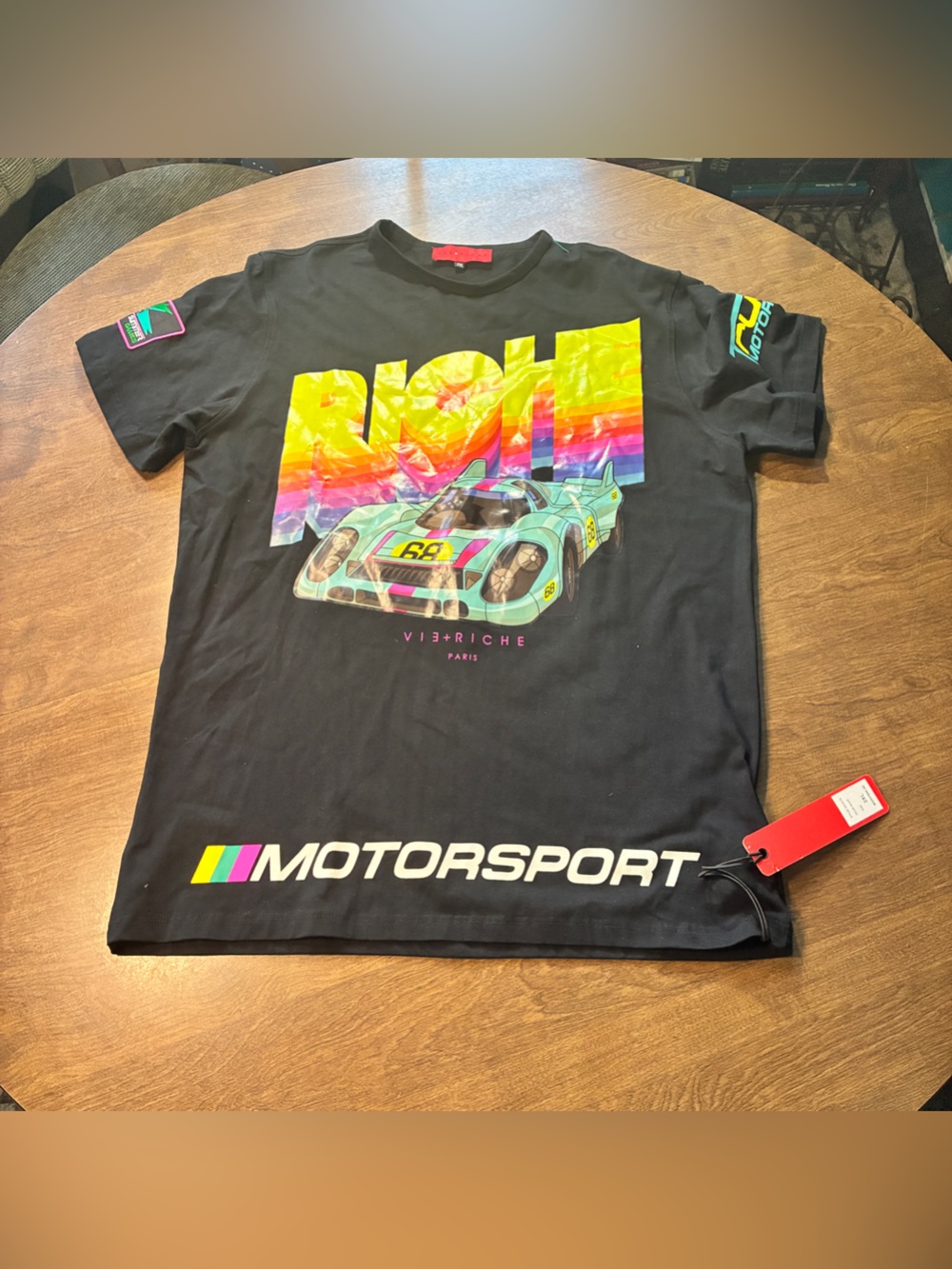 VIE RICHE Motorsport Racing Graphic T Shirt Mens XXL Black Streetwear F1 Style